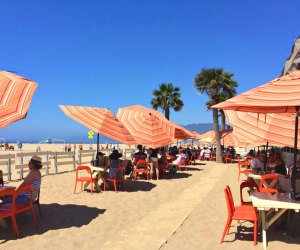 Kids can build sandcastles while parents dine on the beach. Photo courtesy of Back on the Beach Cafe in Santa Monica